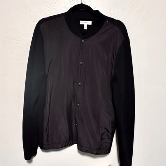 Nordstrom Varsity Jacket Casual Snap Front Nylon Wool Knit BLACK SZ SMALL NEW! - Picture 5 of 16